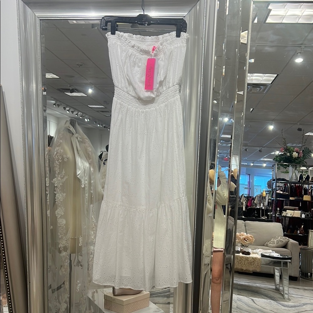 White Eyelet Strapless Lilly pulitzer dress medium